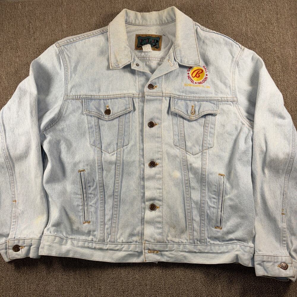Bally Casino Vintage Denim Jacket XL Embroidered Gambling Blue